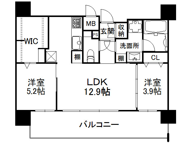 【間取り】 | ファーニッシュド・アパートメント渡辺通23(福岡エリア) | ※間取りと異なる場合は現状を優先します。
