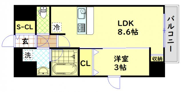 【間取り】 | レオンコンフォート難波クレア