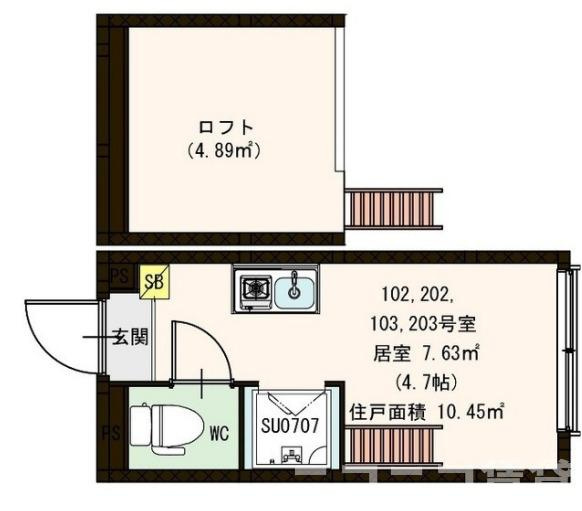 新宿区高田馬場３丁目のアパートの間取り|
