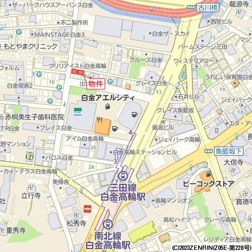 Ｂｒｉｌｌｉａ　ｉｓｔ　白金高輪の地図