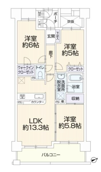 フェイム上星川ヒルサイドテラスの間取り|使い勝手の良い3LDK
お気軽にお問い合わせください。