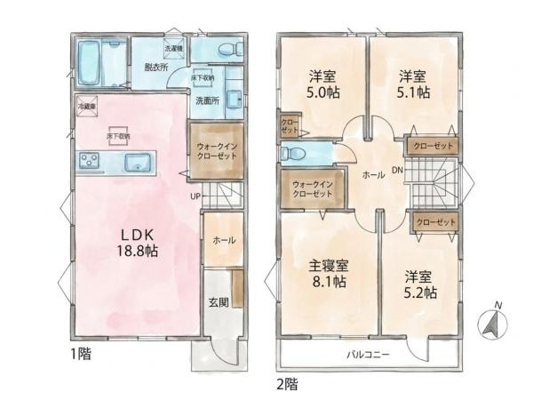 鎌倉市二階堂の中古一戸建の間取り