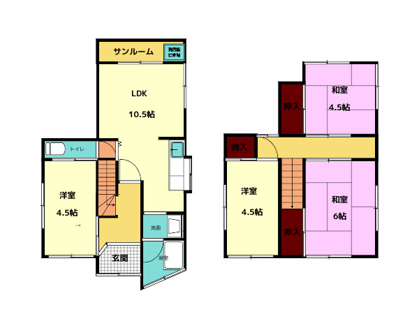 生駒市俵口町の一戸建ての間取り