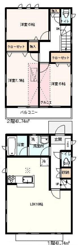 青梅市千ヶ瀬町４丁目の中古一戸建の間取り