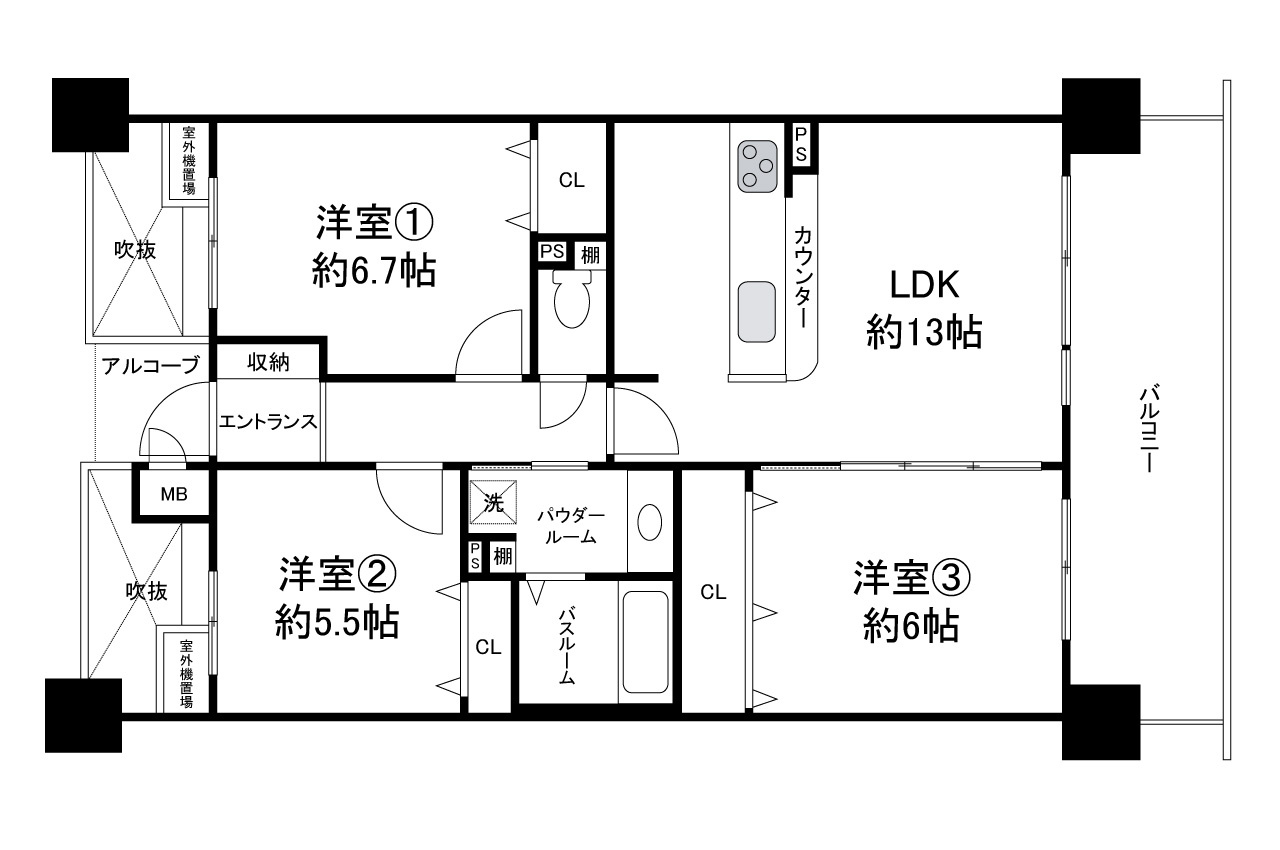 クォーレ岸和田の間取り|リフォームプランの詳細はお問合せください。