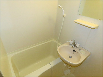 【浴室】 | レオパレスＷＨＩＴＥ　ＷＥＬＬ | 洗面台とユニット式のお風呂です