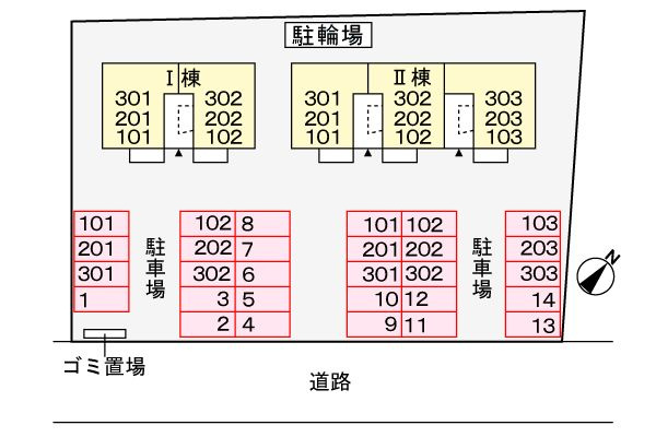 グランメール旗ヶ崎Ⅰの区画図