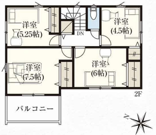 【仲介手数料無料】所沢市中富６期全７棟３号棟　所沢市の不動産なら西武ハウジングの間取り