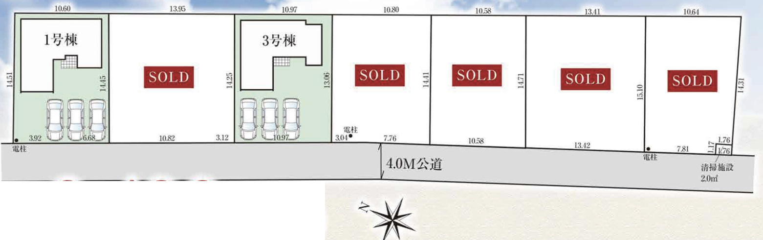 【仲介手数料無料】所沢市中富６期全７棟３号棟　所沢市の不動産なら西武ハウジングの区画図