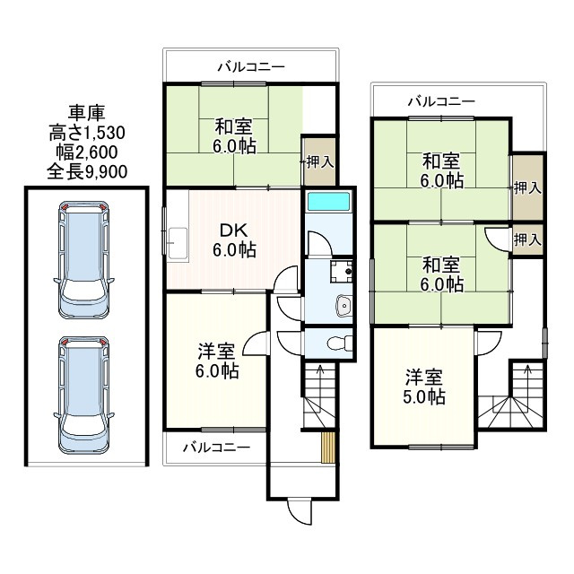 東阪田貸家の間取り
