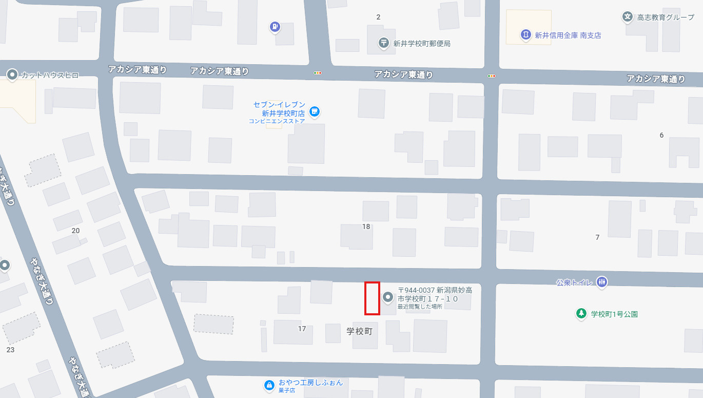 妙高市学校町売地の地図