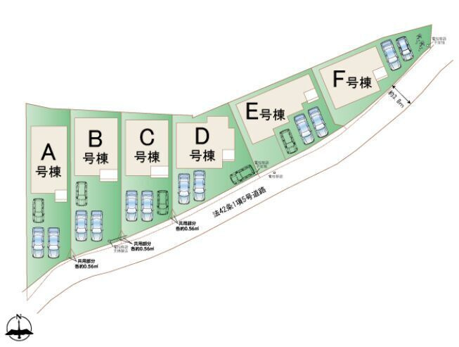 ハートフルタウン　南区日吉2丁目1218番　C号棟の区画図|普通車が2台、軽自動車が1台駐車できます