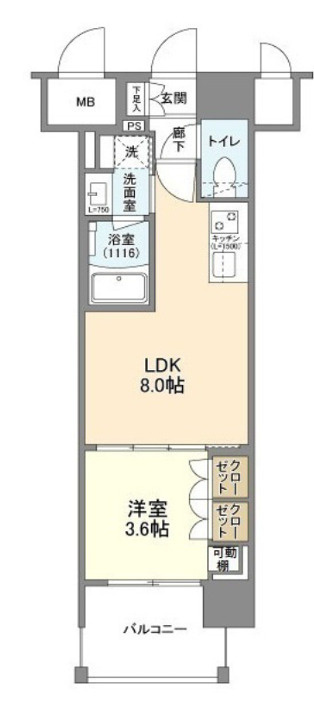 ソルレヴェンテ北堀江Qの間取り