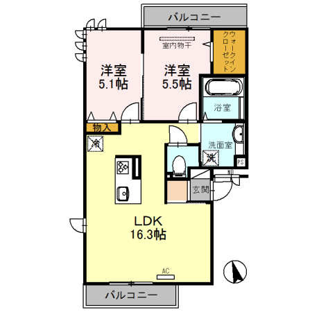 カーサ　ルミノサ　ウーノの間取り
