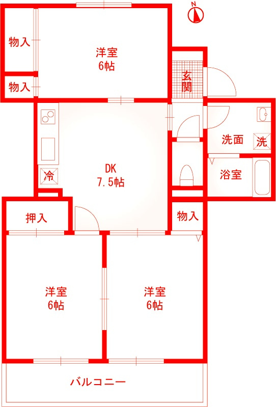 藤沢市鵠沼海岸７丁目の賃貸マンションの間取り