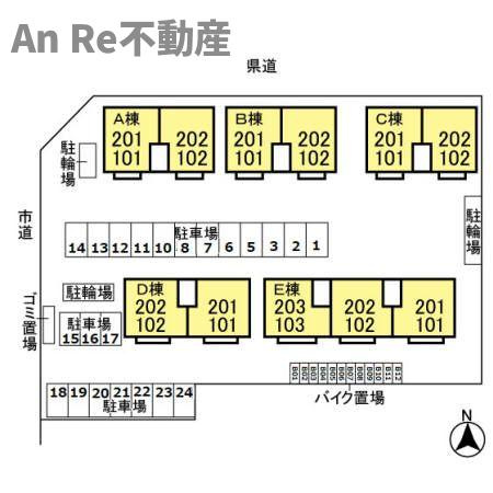 ラフレ仲道　Ｅの区画図