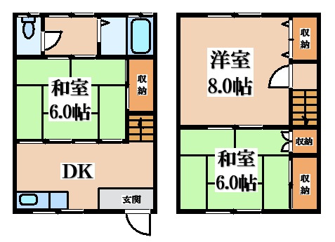 【間取り】 | 花園東町１丁目貸家