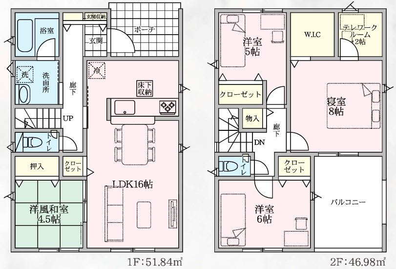 深谷市武蔵野第３　の間取り|２号棟間取図