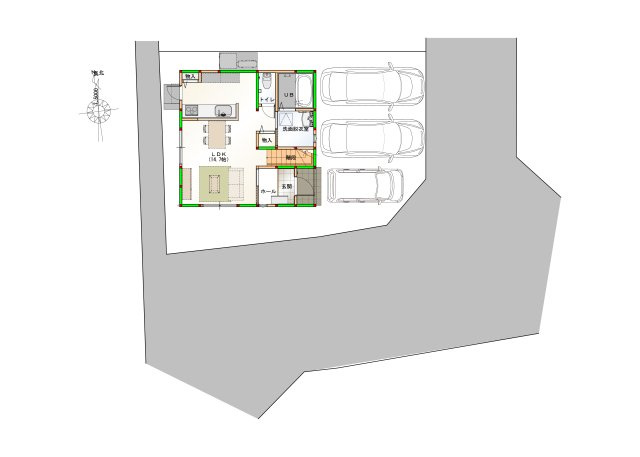 ☆選べる家具プレゼント☆高岡町①　3LDKの区画図