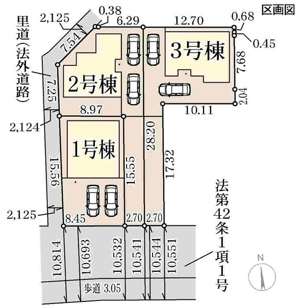 ●奈良市神殿町　第5期　新築一戸建ての区画図|全3区画