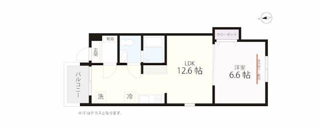 【間取り】 | ＱＵＩＥＴ＋ＣＲＡＢ　ＨＯＵＳＥ　ＴＯＧＥＴＨＥＲ　金沢八景Ⅱ | 人気の１ＬＤＫタイプ！洋室は…