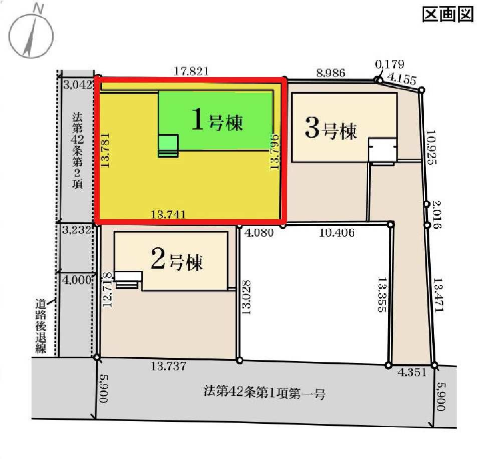 新築　伊勢崎市上泉町第２　Livele Garden.S　１号棟の区画図|1号棟　区画図　西側接道幅員約3.2ｍ			
	
