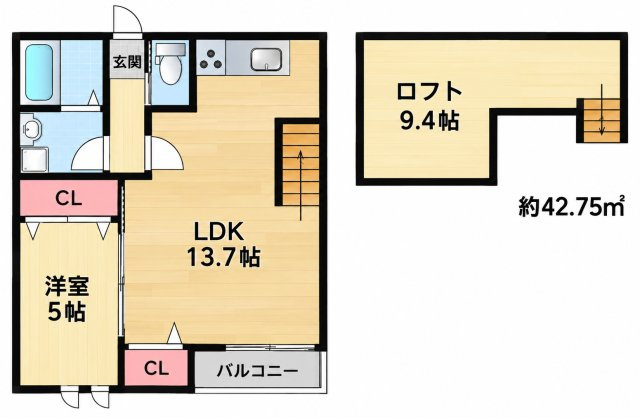 筑紫野市針摺東５丁目のアパートの間取り|別号室タイプ