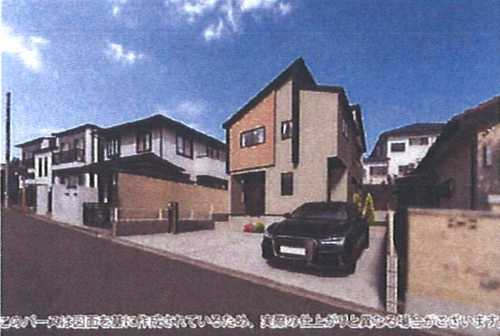 藤沢市柄沢　新築戸建全1棟　1号棟の外観パース