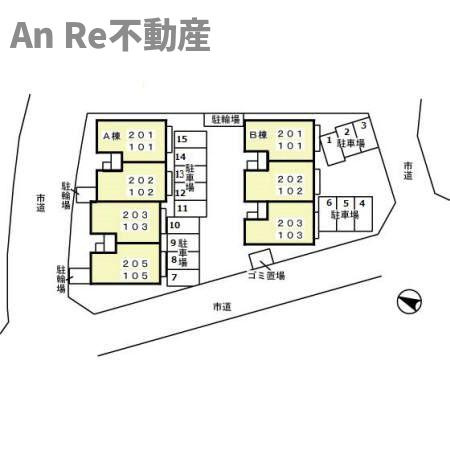 リリー坂下　Ａ/Ｂの区画図