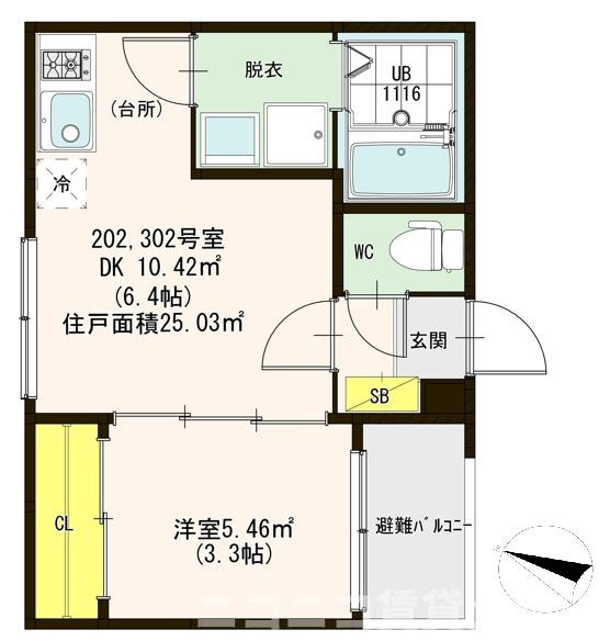 大阪市港区三先１丁目のアパートの間取り