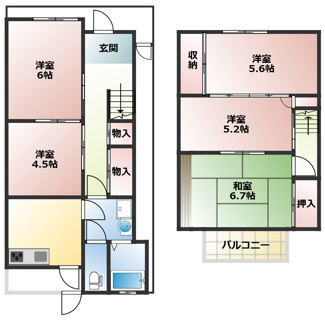 【間取り】 | 西野楳本町78-16貸家