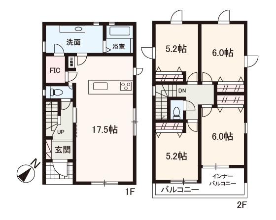 【間取り】 | LIGNAGE NEX-G大阪狭山市西山台2丁目01期　2号棟 | ファミリークローク＆広々洗面室！ゆとりの4LDK新築戸建。カースペース2台分有(車種による)。