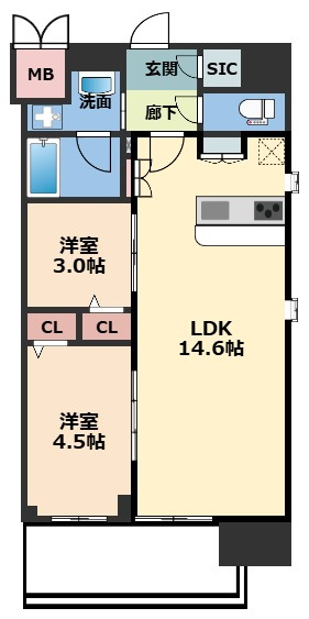 スプランディッド本町グラン　南大江小学校区の間取り