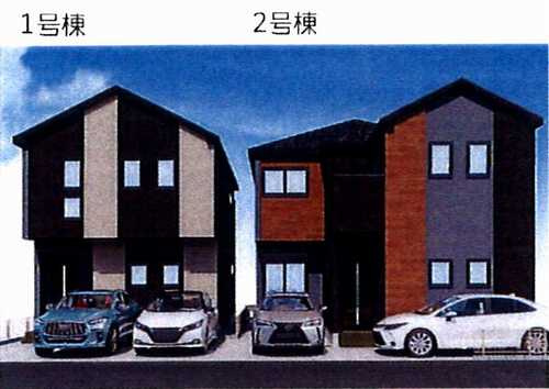 藤沢市長後3期　新築戸建全3棟　2号棟の外観パース