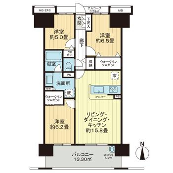 リビンコートプライム奉還町の間取り