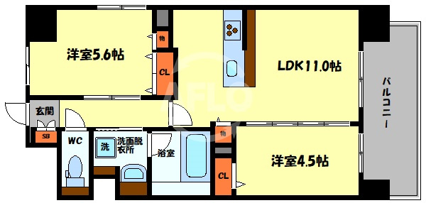 グランデカワノなにわ離宮　玉造小学校区の間取り|グランデカワノなにわ離宮　間取り
