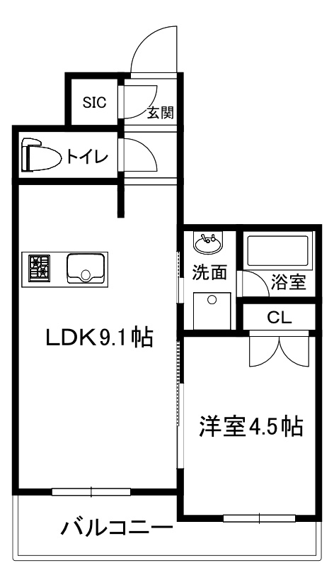 大阪市中央区瓦屋町２丁目の賃貸マンションの間取り