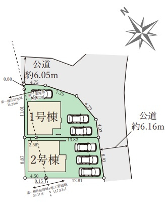 彦根市正法寺町　第1期　新築一戸建ての区画図|全２区画