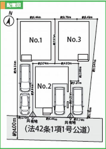 【仲介手数料０円】茅ヶ崎市赤松町2期　新築一戸建て　全3棟の区画図|【仲介手数料０円】茅ヶ崎市赤松町2期　新築一戸建て　全3棟