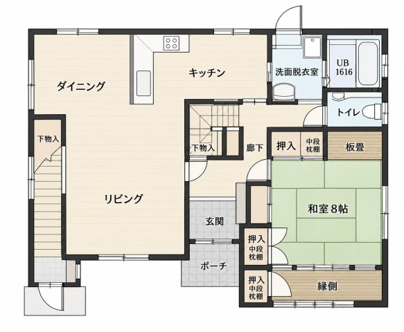 吉成南町　事務所併用住宅（リフォーム済み）の間取り