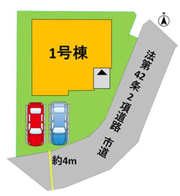南区平田2丁目1期　1号棟の区画図|普通車が2台駐車できます