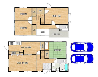 【間取り】 | 高師浜３丁目　中古一戸建 | 
【土地約５０．４７坪！駐車２台可能】セカンドカーや来客時も安心ですね！ゆとりある敷地でのびのび新生活をここではじめませんか♪
