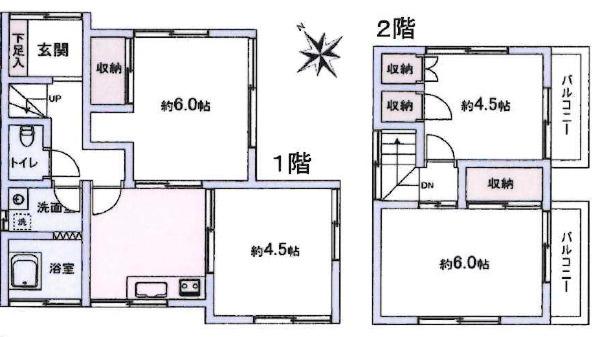 《仲介手数料半額》川越市砂新田　中古戸建の間取り