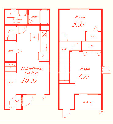 藤沢市辻堂東海岸３丁目のアパートの間取り