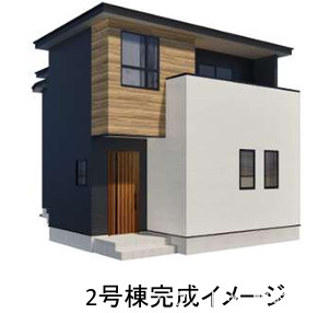 熊本市中央区島崎1丁目2期　2号棟の外観パース|白と黒を基調としつつ木目調も入ったステキな外観です