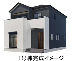 熊本市中央区島崎1丁目2期　1号棟の外観パース|白と黒を基調とした明るいステキな外観です