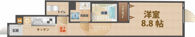 【間取り】 | ソルナクレイシア新高円寺 | 1Rのお部屋です。
