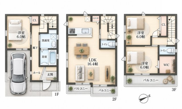 高槻市野田　中古一戸建ての間取り