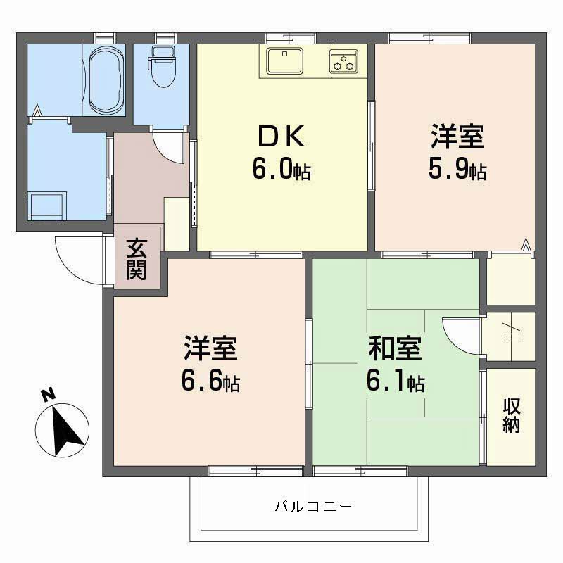 ハートハイツ A棟の間取り