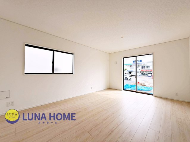 つくば市北条第3　新築戸建　1号棟の居間・リビング|物件探しから、ご契約手続き、購入後のインテリアデザインまで、トータルでサポートいたします☆